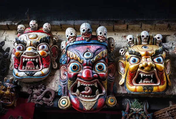 Máscaras Bhairab en el mercado de Nepal — Foto de Stock