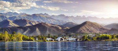 Issyk Kul lake panorama clipart