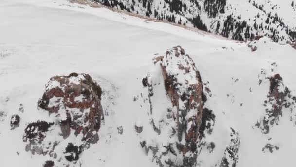 Letecká krajina krásných zimních hor — Stock video