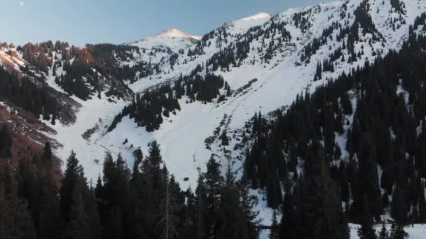 Paisaje aéreo de hermosas montañas de invierno — Vídeos de Stock