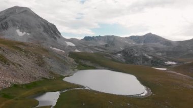 Aerial view of the lake in the mountain valley