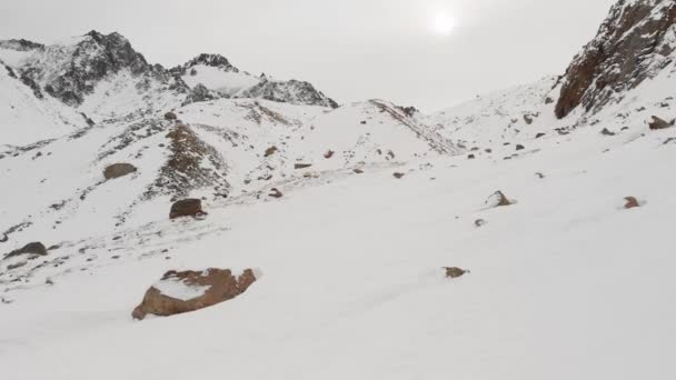 Paisaje aéreo de hermosas montañas de invierno — Vídeo de stock