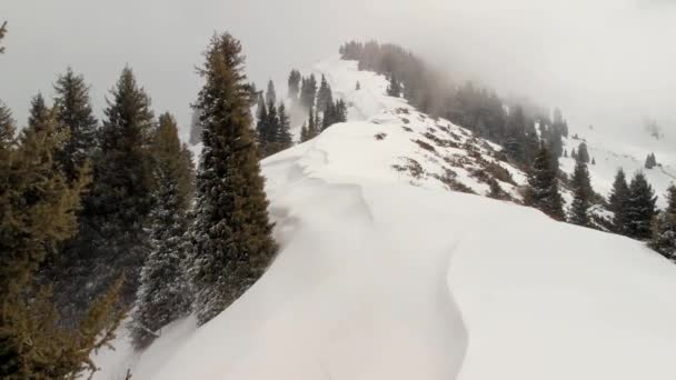 Воздушный пейзаж красивых зимних гор — стоковое видео