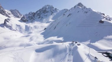 Ski mountain resort Shymbulak and lift cablecar in Almaty Kazakhstan