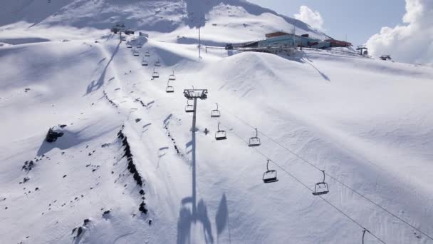 Ski mountain resort Shymbulak and lift cablecar in Almaty Kazakhstan — Stok video