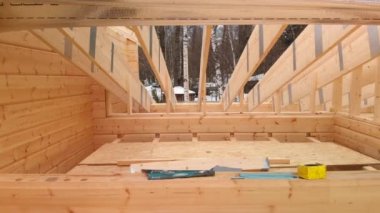 Tahta çatının havadan çekilen ahşap yapısı.