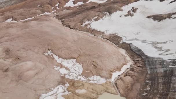 Aerial Drone Landscape Reveal Shot Snow Summit Ice Glacier Rocky — Vídeo de Stock