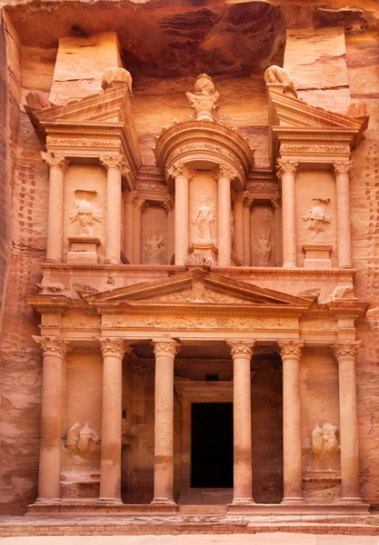 Al khazneh - die Schatzkammer der antiken Stadt Petra, Jordanien Stockbild