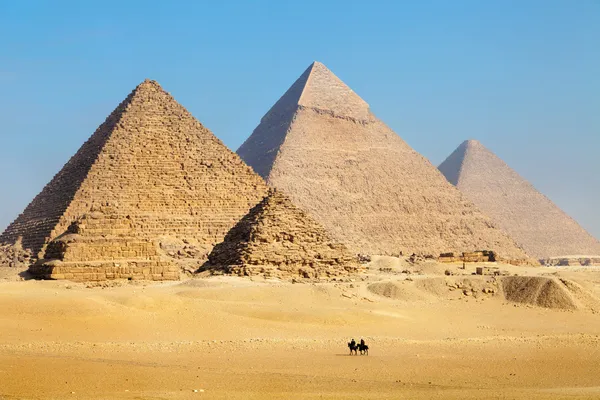 Blick auf die Pyramiden in der Nähe von Kairo in Ägypten Stockfoto