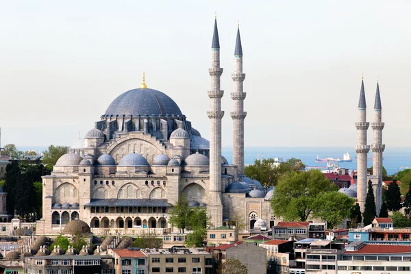 Widok na meczet suleymaniye camii w samym centrum Stambułu, Turcja — Zdjęcie stockowe