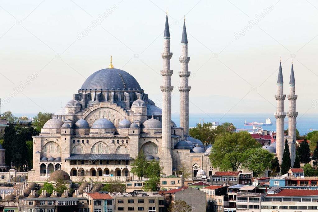 View of The Suleymaniye Camii mosque in the center of Istanbul city, Turkey