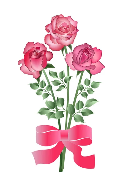 3 本のバラの花束 — ストックベクタ