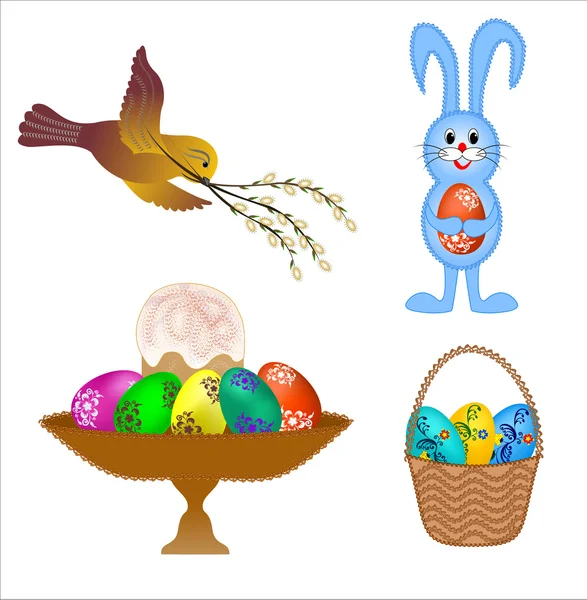 Conjunto de cuatro aislados para tarjetas de Pascua — Vector de stock