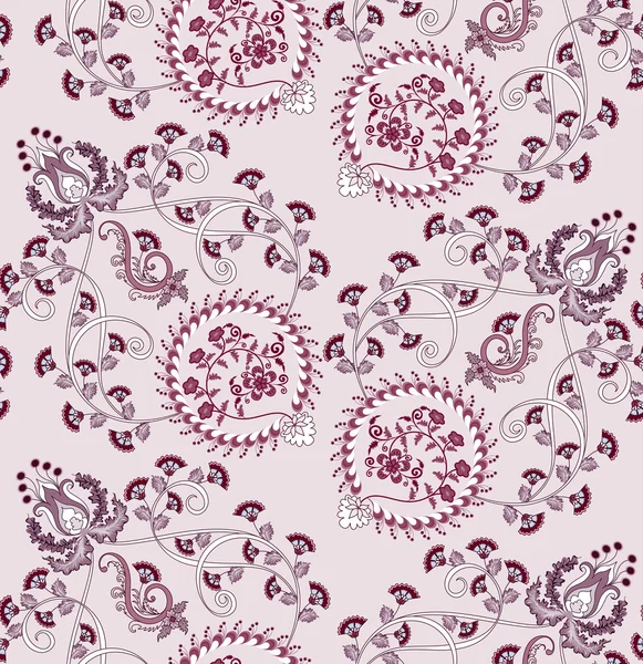 Motif floral lilas avec œillets et cloches — Image vectorielle