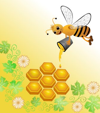 Arı bal peteği de bir kova dolusu dökülen