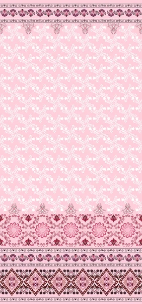 Pattern with bells and a wide border on a pink background — Stock Vector