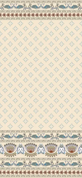 Seamless pattern on a beige background with a wide border — Stock Vector