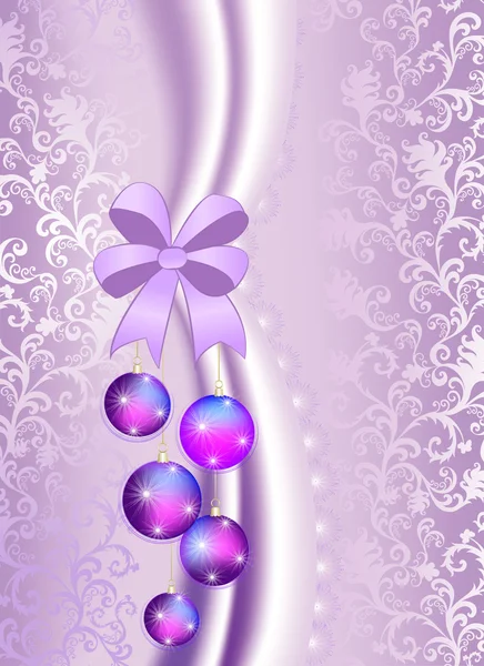 Christmas balls on the purple vintage background — Stock Vector