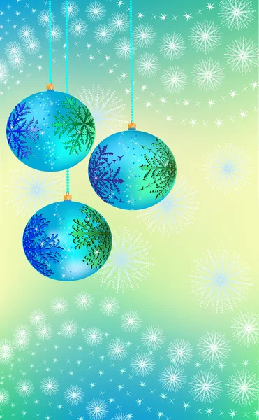 Drie blauw-groene kerst bal — Stockvector