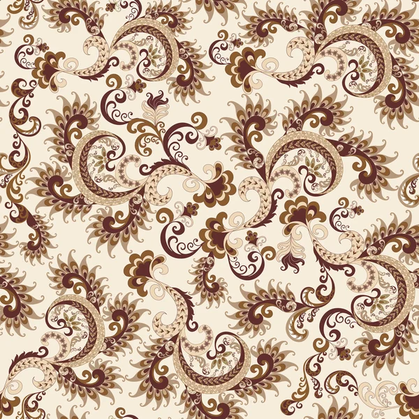 Seamless ornate pattern in beige and brown colors — Stock Vector