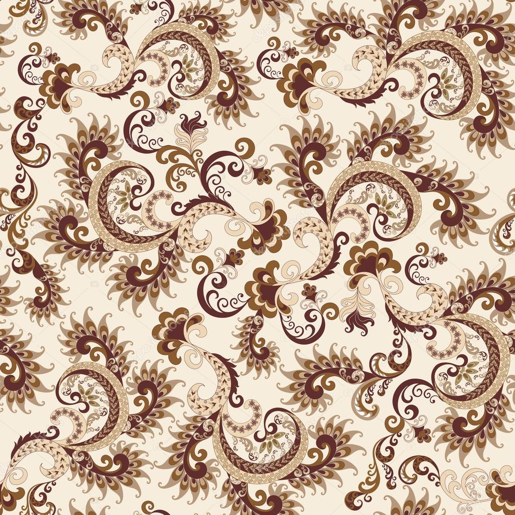 seamless ornate pattern in beige and brown colors