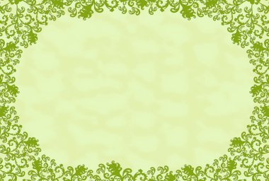 Yeşil dikdörtgen çerçeve arka plan üzerinde yaprak desenli