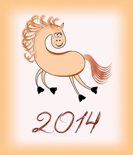 Galoppierendes Pferd auf beigem Hintergrund für 2014 — Stockvektor
