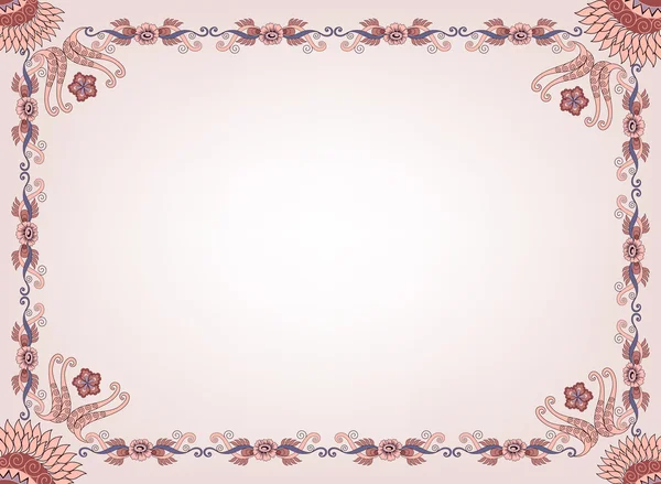 Beiger Rahmen mit floralem Rand und abstraktem Muster — Stockvektor