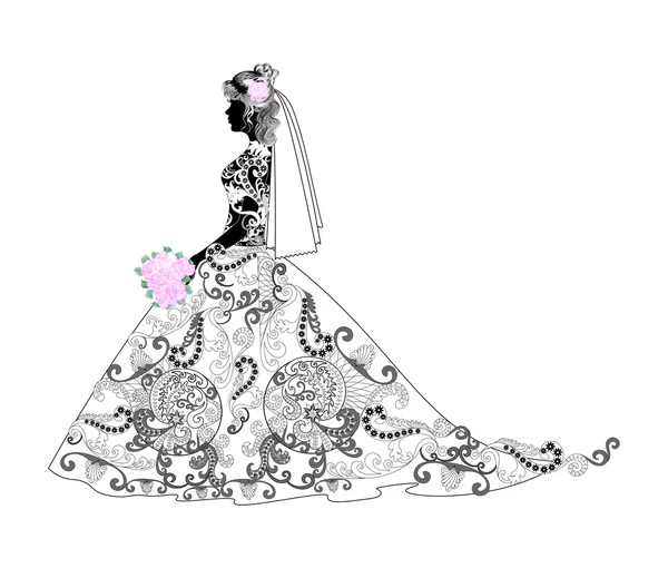 Silhouette of a bride — Stock Vector