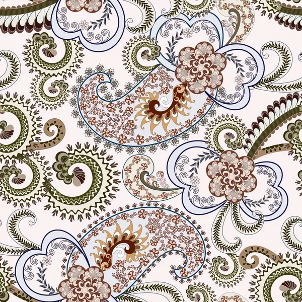 Luz azul paisley com padrão fino —  Vetores de Stock