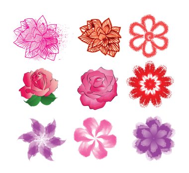 Çiçek deseni için dokuz renk kümesi