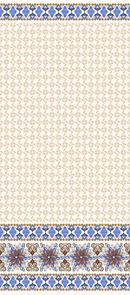 Naadloze beige patroon met brede rand van fantasie bloemen — Stockvector