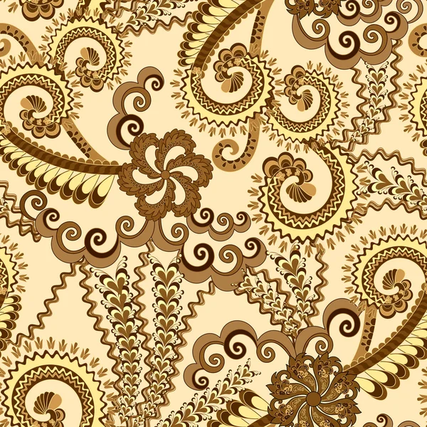 Patrón adornado en tonos marrón y amarillo — Archivo Imágenes Vectoriales