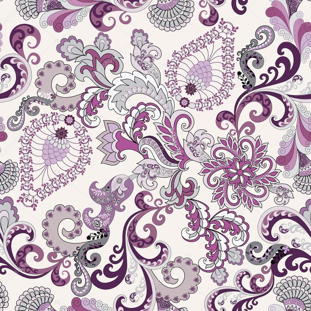 Ornate pattern in lilac and gray tones