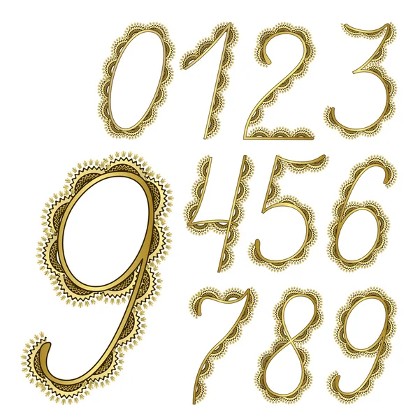 Dígitos decorativos para o projeto do cartão postal —  Vetores de Stock