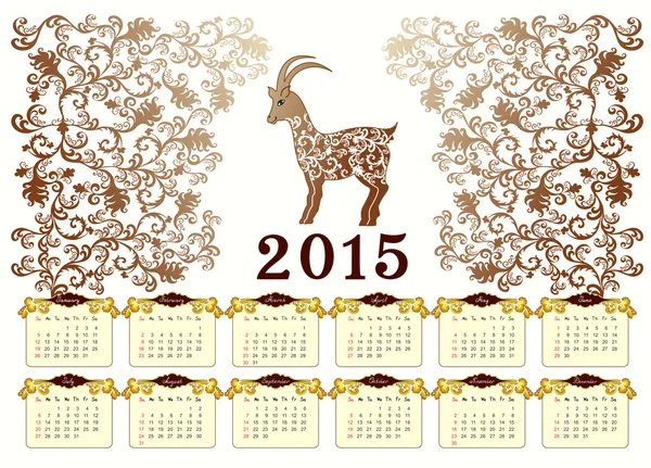 Kalender för 2015 med en get i vintage stil — Stock vektor