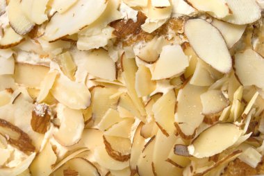 badem tıraş kek üzerine. arka plan