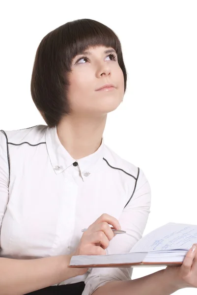 Zakenvrouw met het boek in handen — Stockfoto