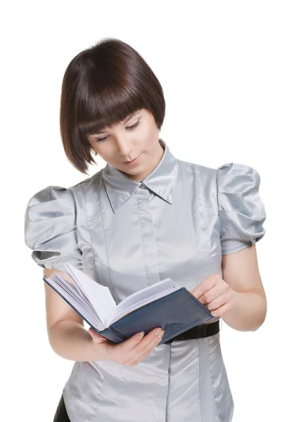 Geschäftsfrau mit dem Buch in der Hand — Stockfoto