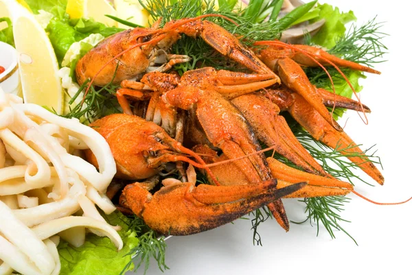 Crayfish in salad Stock Photo