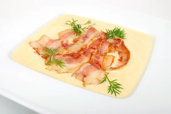 Sopa de queijo de creme com bacon — Fotografia de Stock