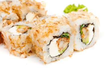 Beyaz arkaplanda suşi