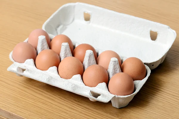 Chicken eggs in box — Stock Photo, Image