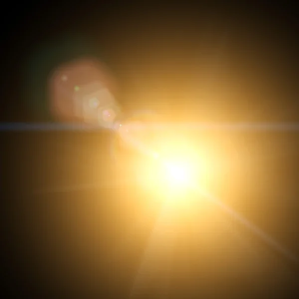 Güneş ve güneş ışınları siyah bir arka plan üzerinde — Stok fotoğraf