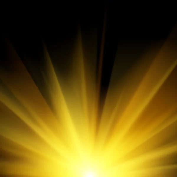 Sun and Sun rays over a black Background — Stock Photo, Image