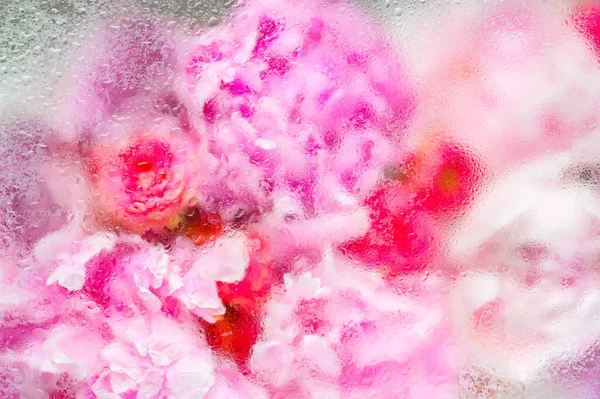 Ramo de flores abstracto fondo bajo gotas de agua —  Fotos de Stock