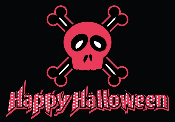 Caveira de Halloween feliz e ossos cruzados — Vetor de Stock