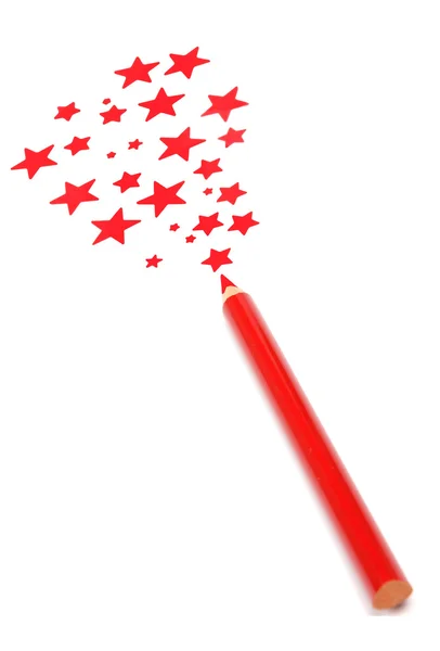 Magic pencil drawn red stars — Stock Photo, Image