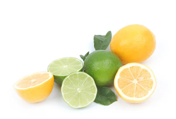 Lemon and lime isolated on white background — Stock Photo, Image