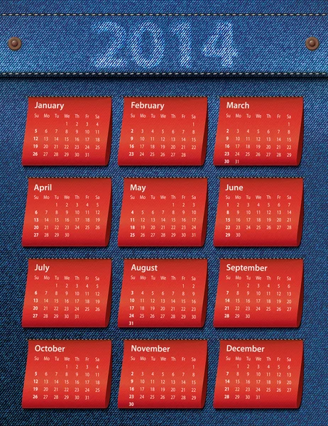 Calendario de Diseño 2014 Conjunto 1 — Archivo Imágenes Vectoriales